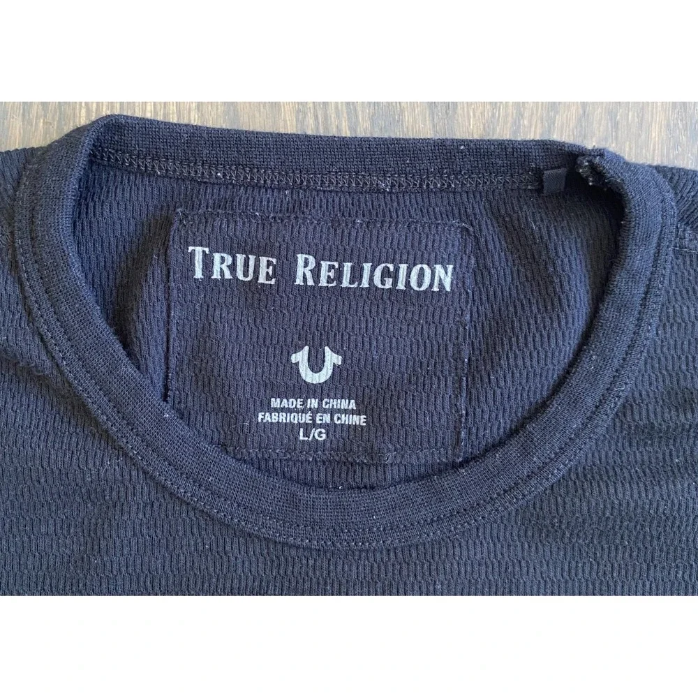 True Religion Long Sleeve Shirt Black Thermal Men Size Large